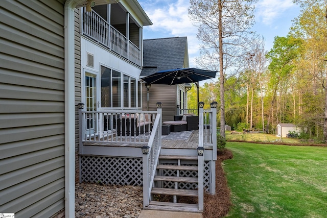 127 Warren Dr, Easley, SC 29640 - wooden deck featuring a lawn