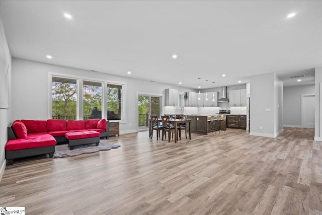 308 Pineridge Dr, Spartanburg, SC 29303 - living room with recessed lighting, light wood-style floors, and visible vents