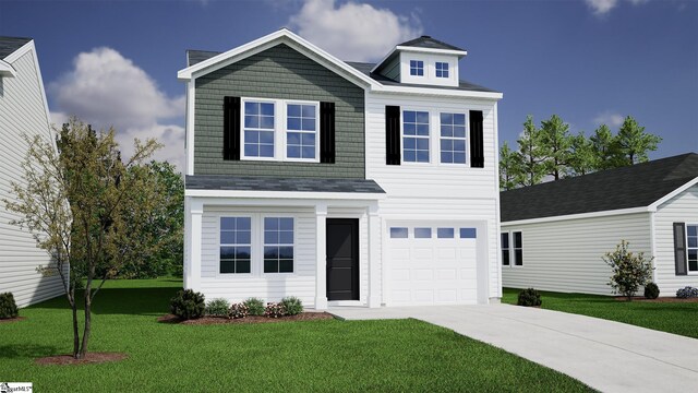 7242 New Harmony Way Unit 57, Inman, SC 29349 - traditional home with concrete driveway, an attached garage, and a front lawn