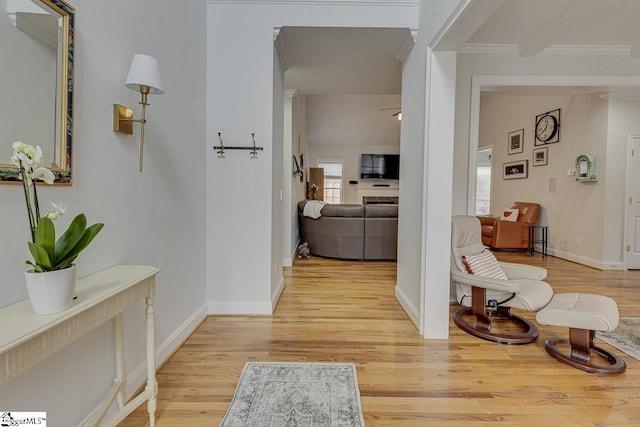 102 Beckworth Dr, Taylors, SC 29687 - corridor with baseboards, ornamental molding, and light wood finished floors