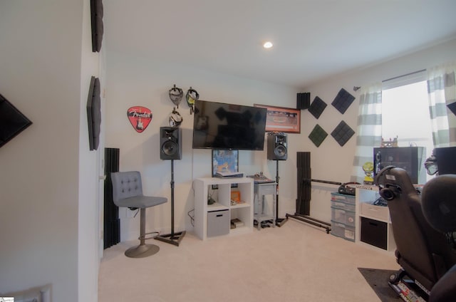 office space featuring carpet floors and recessed lighting