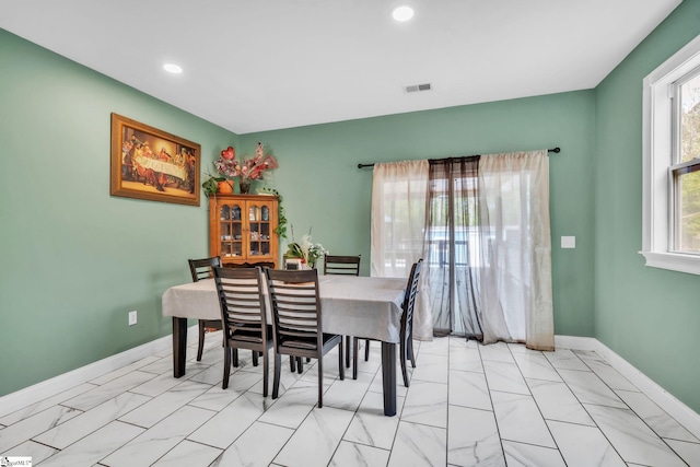 12 Mccullough St, Piedmont, SC 29673 - dining space featuring baseboards, a wealth of natural light, visible vents, and recessed lighting