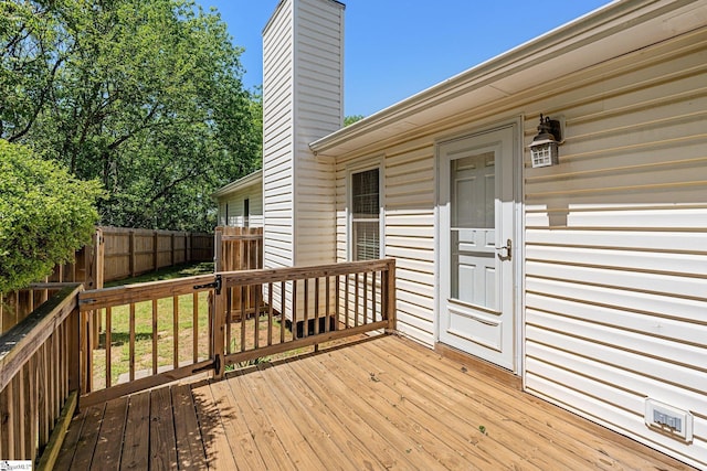 wooden deck featuring fence