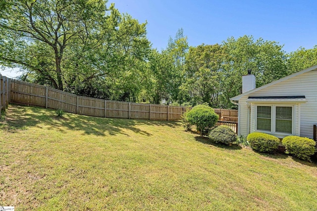 view of yard featuring a fenced backyard