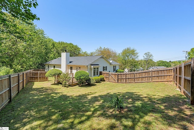 view of yard featuring a fenced backyard