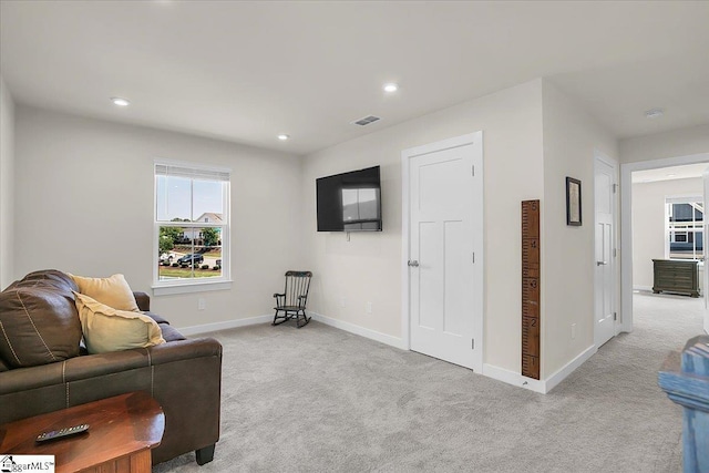 2 Yakama Way, Greenville, SC 29607 - living area with recessed lighting, light carpet, visible vents, and baseboards