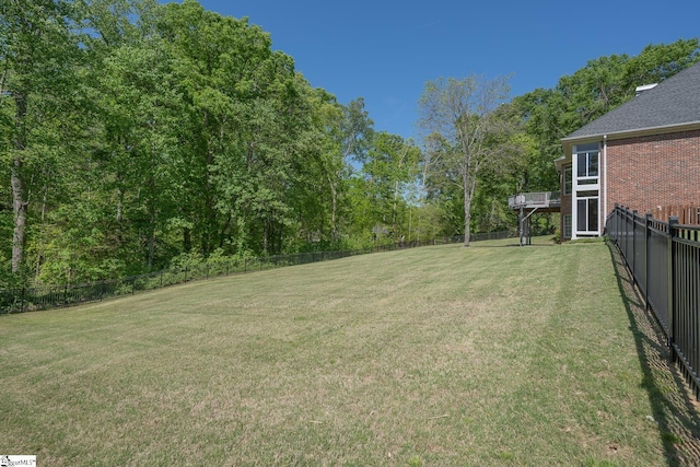 view of yard with a fenced backyard