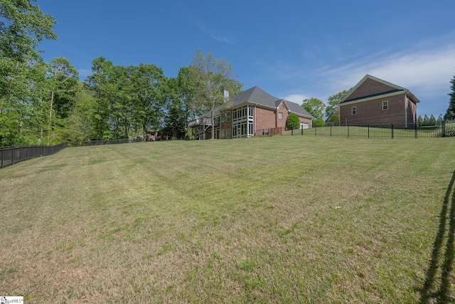 view of yard featuring a fenced backyard