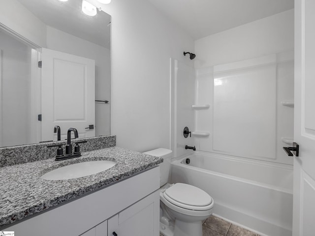 1415 Darrowby Way, Spartanburg, SC 29301 - bathroom with shower / bathing tub combination, toilet, vanity, and tile patterned floors