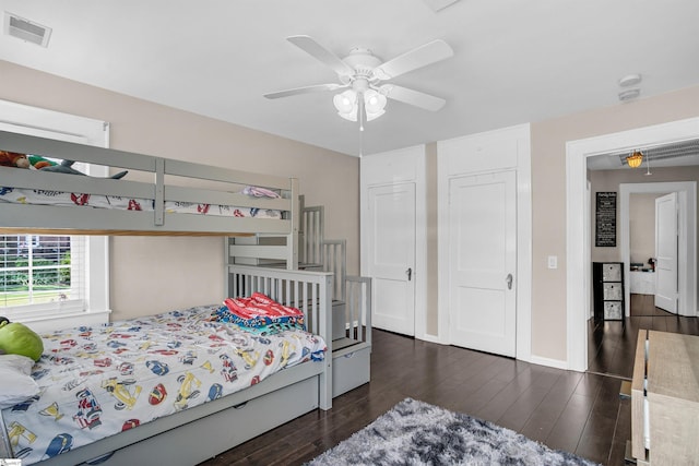 204 Thackston St, Fountain Inn, SC 29644 - bedroom with dark wood-type flooring, visible vents, a ceiling fan, and baseboards