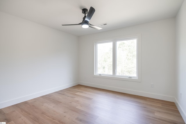 545 E Airport Rd, Greer, SC 29651 - unfurnished room with baseboards, a ceiling fan, visible vents, and light wood-style floors