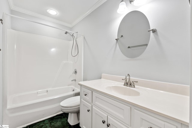 8 Atchison Way, Simpsonville, SC 29680 - full bathroom featuring washtub / shower combination, toilet, vanity, and ornamental molding