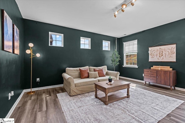 633 Morning Meadows Dr, Inman, SC 29349 - living room with track lighting, baseboards, and wood finished floors
