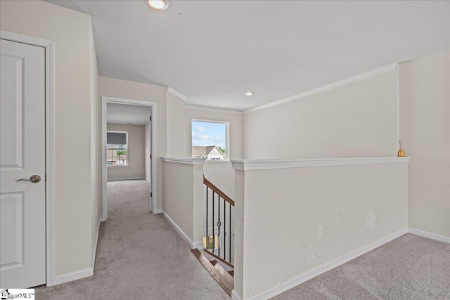 633 Morning Meadows Dr, Inman, SC 29349 - hallway featuring recessed lighting, carpet floors, an upstairs landing, and baseboards