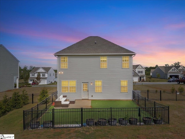 633 Morning Meadows Dr, Inman, SC 29349 - back of house with a lawn, a fenced backyard, and roof with shingles