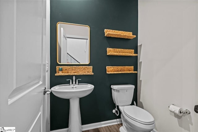 633 Morning Meadows Dr, Inman, SC 29349 - bathroom with toilet, wood finished floors, and baseboards