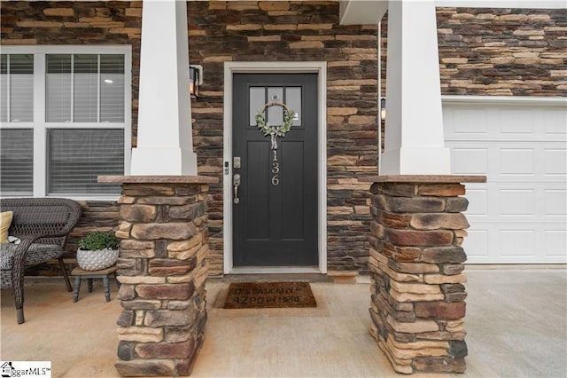 136 Light Spring Rd, Easley, SC 29642 - property entrance with a porch and stone siding