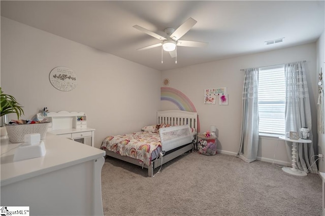 136 Light Spring Rd, Easley, SC 29642 - bedroom featuring light colored carpet, visible vents, a ceiling fan, and baseboards