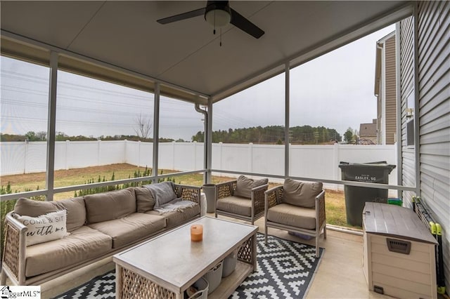 136 Light Spring Rd, Easley, SC 29642 - view of patio with outdoor lounge area, a fenced backyard, and a ceiling fan