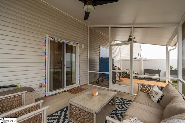 136 Light Spring Rd, Easley, SC 29642 - sunroom / solarium featuring ceiling fan and an outdoor hangout area