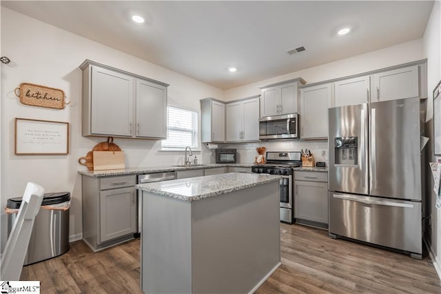 136 Light Spring Rd, Easley, SC 29642 - kitchen with gray cabinetry, visible vents, and stainless steel appliances