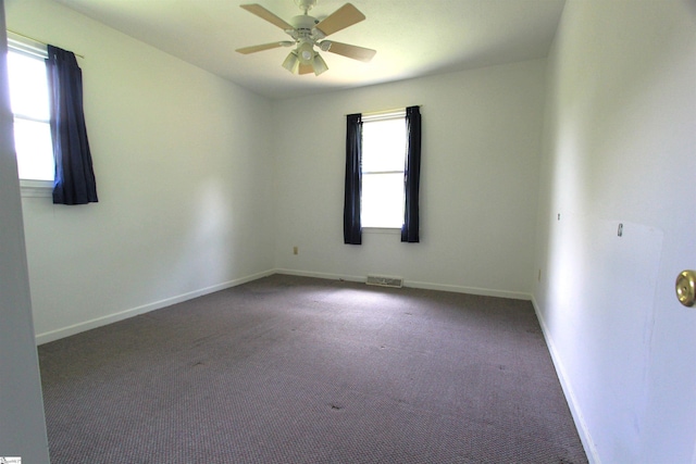 108 Dill Dr, Piedmont, SC 29673 - carpeted spare room with baseboards, a ceiling fan, visible vents, and plenty of natural light