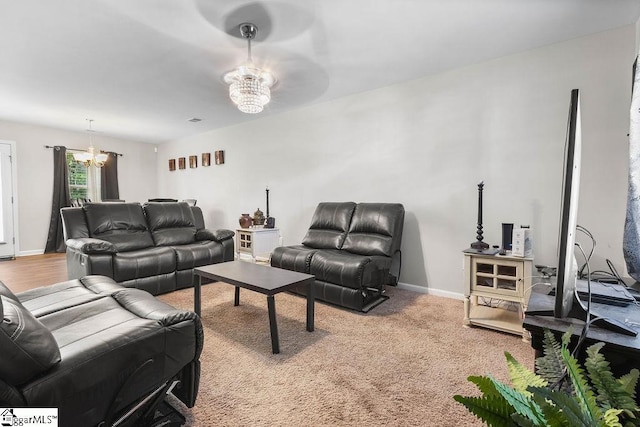 126 Rubin Ave, Anderson, SC 29624 - living room featuring visible vents, baseboards, and an inviting chandelier