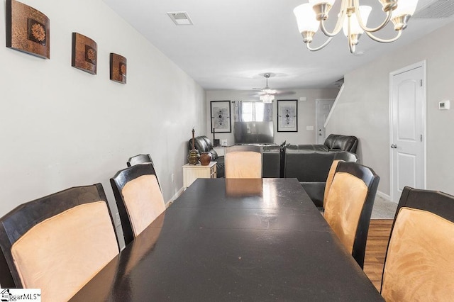 126 Rubin Ave, Anderson, SC 29624 - dining area featuring visible vents and ceiling fan with notable chandelier