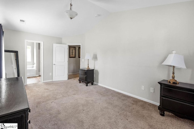 126 Rubin Ave, Anderson, SC 29624 - bedroom with baseboards, vaulted ceiling, visible vents, and carpet flooring