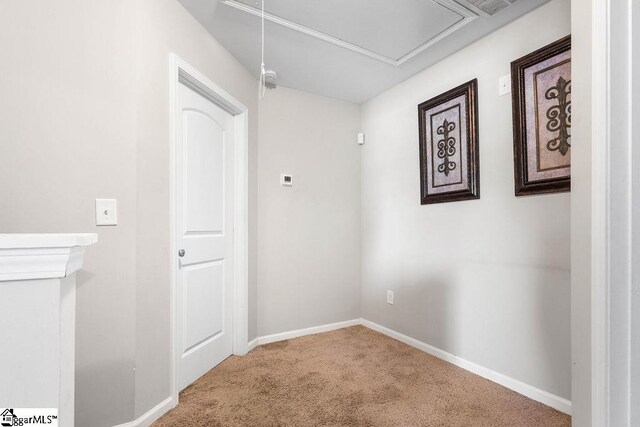 126 Rubin Ave, Anderson, SC 29624 - corridor with attic access, carpet flooring, and baseboards