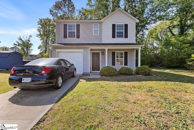 126 Rubin Ave, Anderson, SC 29624 - traditional-style house with concrete driveway, a front lawn, covered porch, and a garage