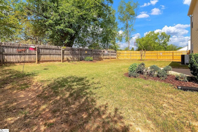 view of yard featuring a fenced backyard