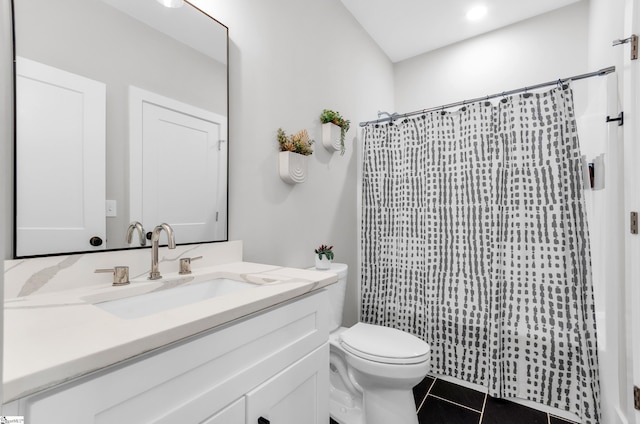 509 Dunbar St, Greenville, SC 29601 - full bath with tile patterned flooring, a shower with shower curtain, and toilet