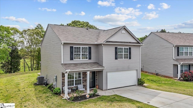 224 Hillendale Way, Pelzer, SC 29669 - traditional home with a front lawn, driveway, stone siding, an attached garage, and a shingled roof