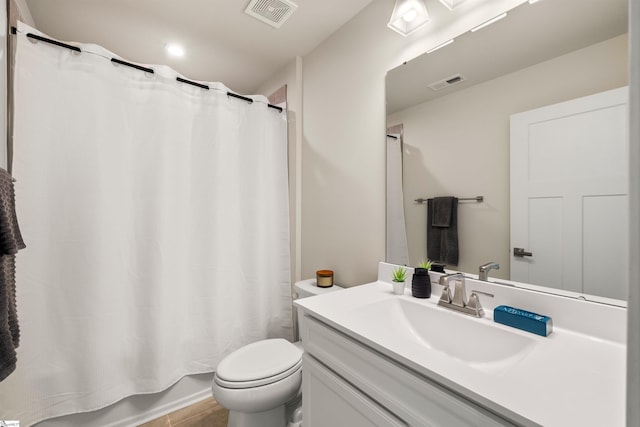 12 Hargrove Ct, Greenville, SC 29617 - full bath with visible vents, toilet, vanity, and shower / bath combination with curtain