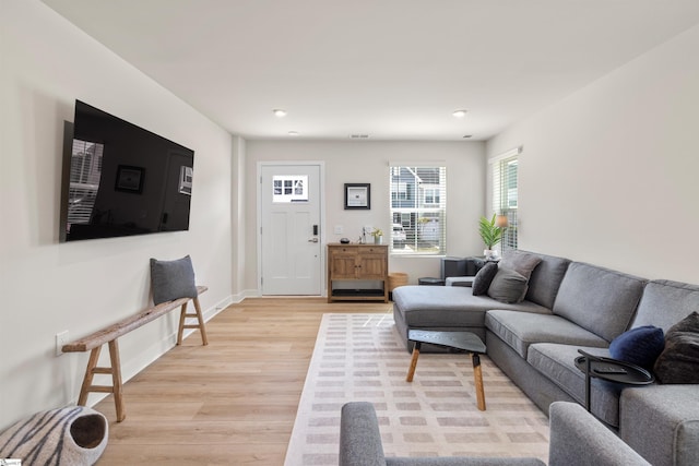 12 Hargrove Ct, Greenville, SC 29617 - living room featuring recessed lighting, light wood-type flooring, and baseboards