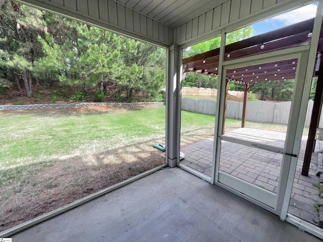 view of unfurnished sunroom