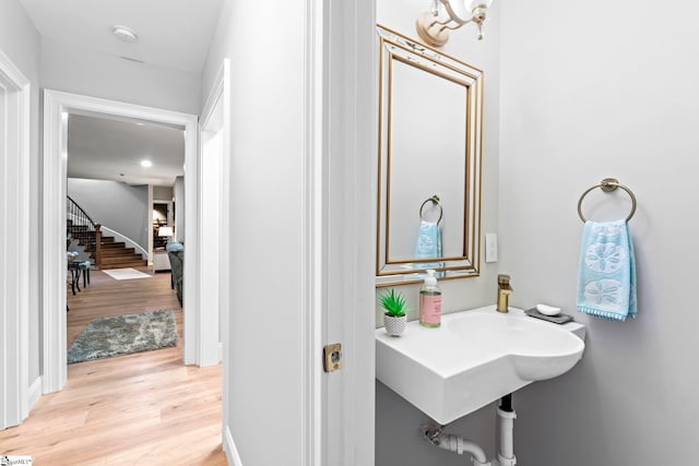 bathroom featuring wood finished floors