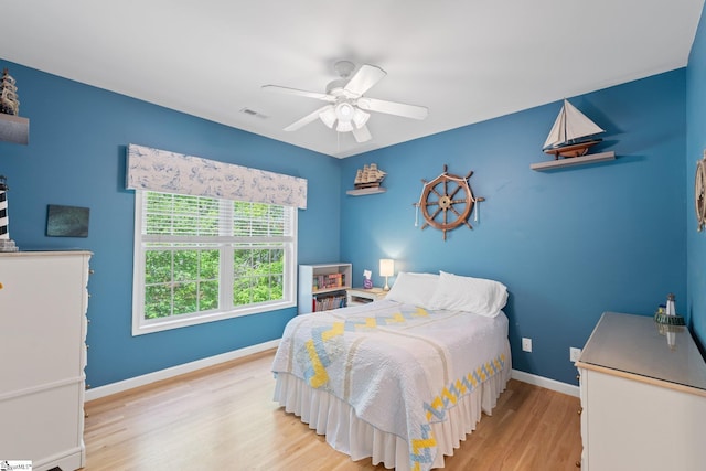 361 E Killarney Lk, Moore, SC 29369 - bedroom with baseboards, wood finished floors, visible vents, and a ceiling fan