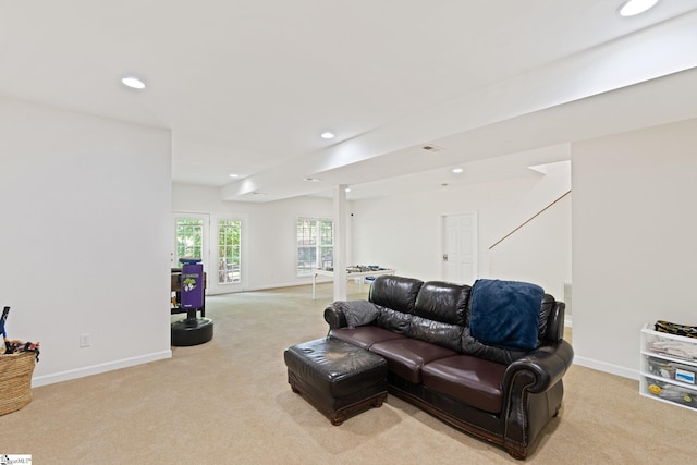 361 E Killarney Lk, Moore, SC 29369 - living area with baseboards, recessed lighting, and light colored carpet