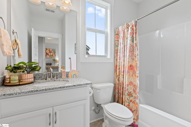 309 Nebbiolo Ln, Simpsonville, SC 29681 - full bathroom with toilet, vanity, shower / tub combo, and tile patterned floors