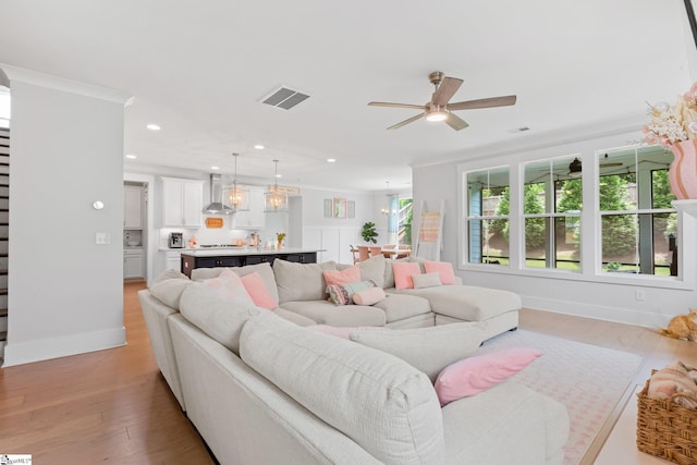 309 Nebbiolo Ln, Simpsonville, SC 29681 - living room featuring ceiling fan, light wood finished floors, recessed lighting, and baseboards