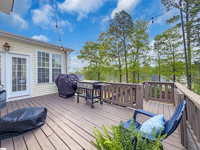 deck featuring grilling area
