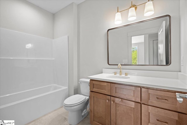 204 Tot Howell Rd, Greer, SC 29651 - bathroom with toilet, vanity, tile patterned floors, and bathing tub / shower combination