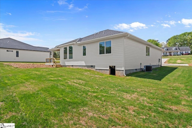 204 Tot Howell Rd, Greer, SC 29651 - back of house featuring crawl space, a yard, and cooling unit