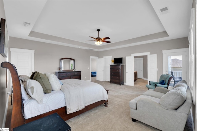200 Noble St, Greer, SC 29651 - bedroom with visible vents, baseboards, light colored carpet, and a raised ceiling