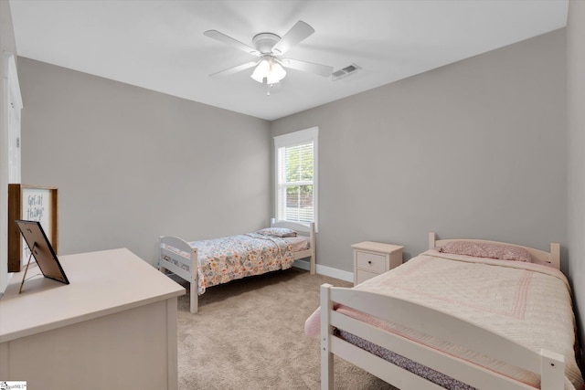 200 Noble St, Greer, SC 29651 - bedroom featuring light colored carpet, ceiling fan, baseboards, and visible vents