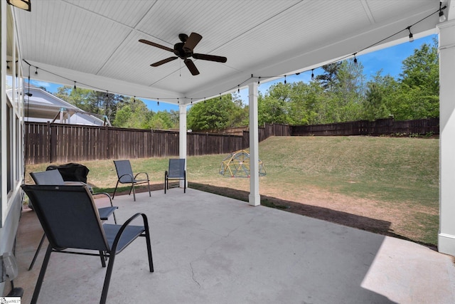200 Noble St, Greer, SC 29651 - view of patio / terrace with ceiling fan and a fenced backyard