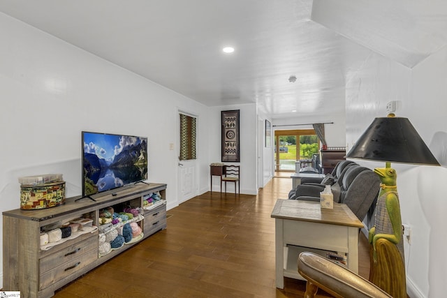 108A Holt Dr, Iva, SC 29655 - living room with baseboards, dark wood-type flooring, and recessed lighting