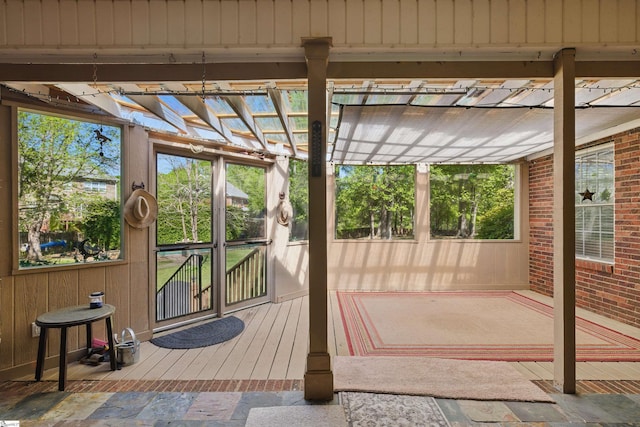 view of unfurnished sunroom